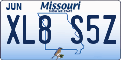 MO license plate XL8S5Z