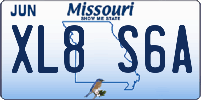 MO license plate XL8S6A