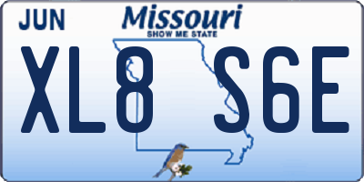 MO license plate XL8S6E
