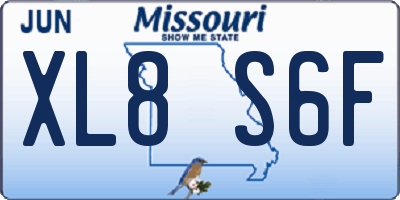 MO license plate XL8S6F