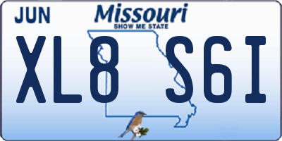 MO license plate XL8S6I
