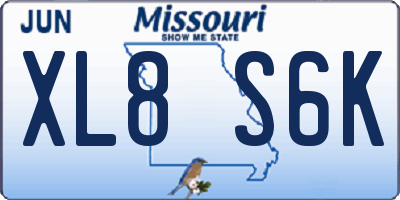 MO license plate XL8S6K