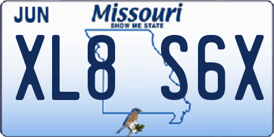 MO license plate XL8S6X