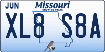 MO license plate XL8S8A