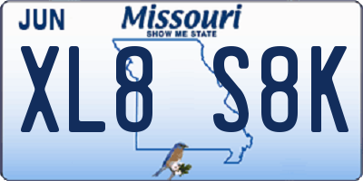 MO license plate XL8S8K