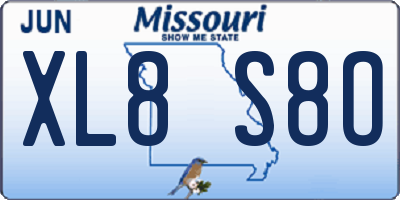 MO license plate XL8S8O
