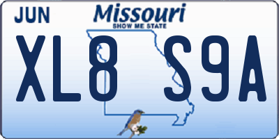 MO license plate XL8S9A