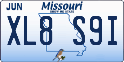 MO license plate XL8S9I
