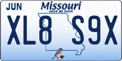 MO license plate XL8S9X