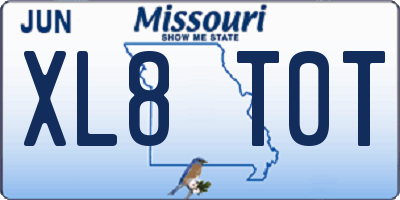 MO license plate XL8T0T