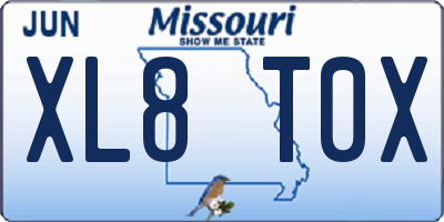 MO license plate XL8T0X
