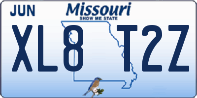 MO license plate XL8T2Z