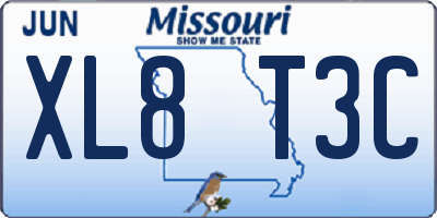 MO license plate XL8T3C
