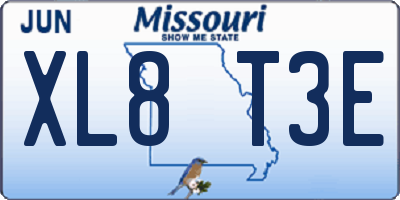 MO license plate XL8T3E