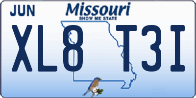MO license plate XL8T3I