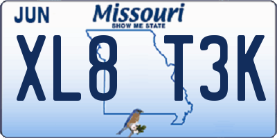 MO license plate XL8T3K