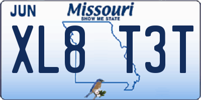 MO license plate XL8T3T