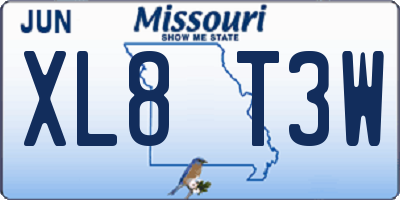 MO license plate XL8T3W