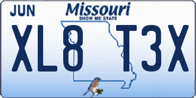 MO license plate XL8T3X