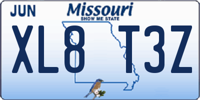 MO license plate XL8T3Z