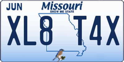MO license plate XL8T4X