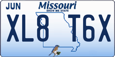 MO license plate XL8T6X