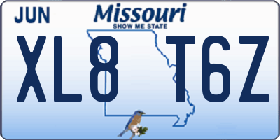 MO license plate XL8T6Z