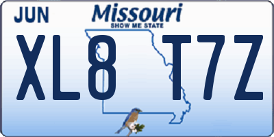 MO license plate XL8T7Z
