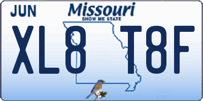 MO license plate XL8T8F