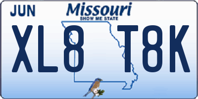 MO license plate XL8T8K