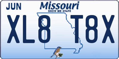 MO license plate XL8T8X