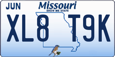 MO license plate XL8T9K