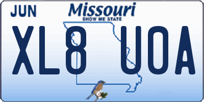 MO license plate XL8U0A
