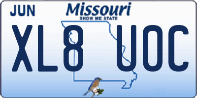MO license plate XL8U0C