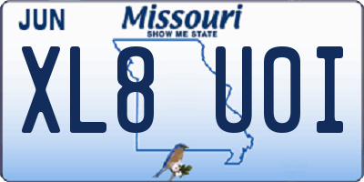 MO license plate XL8U0I