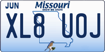 MO license plate XL8U0J