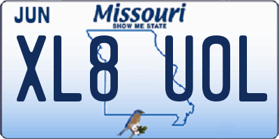 MO license plate XL8U0L