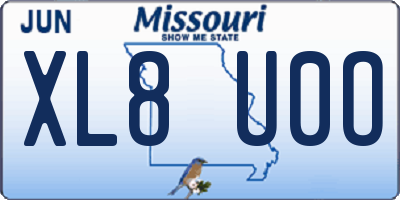 MO license plate XL8U0O