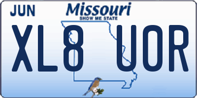 MO license plate XL8U0R