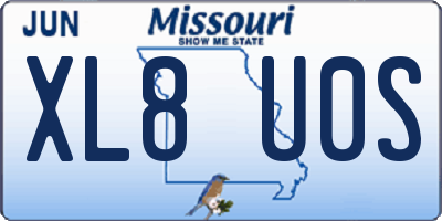 MO license plate XL8U0S