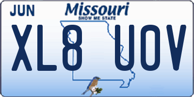 MO license plate XL8U0V