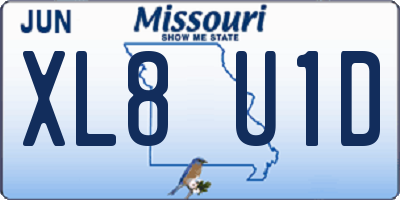 MO license plate XL8U1D