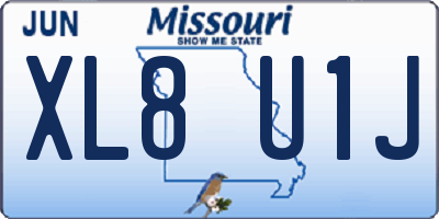 MO license plate XL8U1J