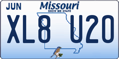 MO license plate XL8U2O