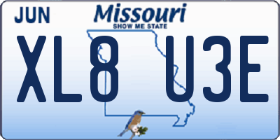 MO license plate XL8U3E