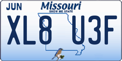 MO license plate XL8U3F