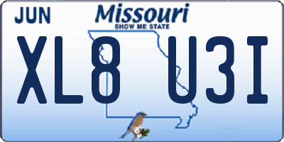 MO license plate XL8U3I