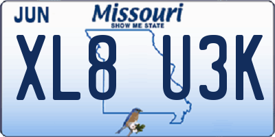 MO license plate XL8U3K