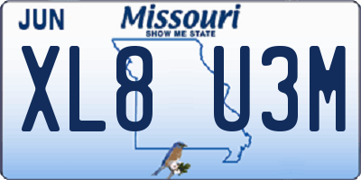 MO license plate XL8U3M