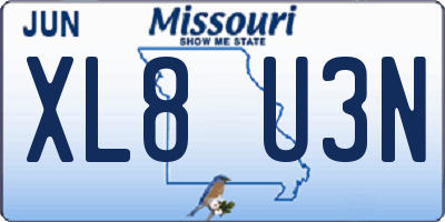 MO license plate XL8U3N